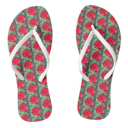 Red Rosebud  Flip Flops