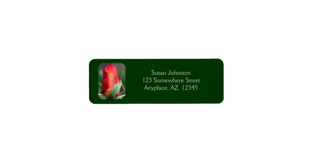 Red Rosebud Flower Address Label Zazzle