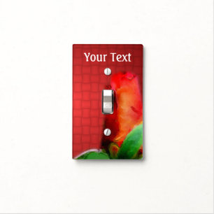 Red Rosebud Flower Art Personalized Light Switch Cover