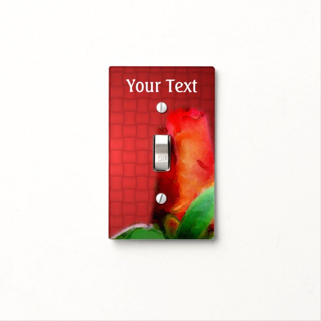 Red Rosebud Flower Art Personalized Light Switch Cover (In Situ)