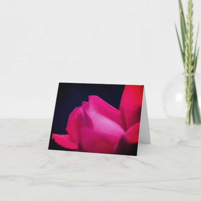 Red Rosebud Flower Customizable Note Card (Front)