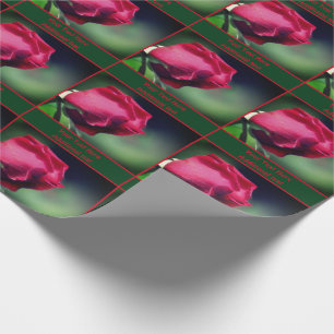 Red Rosebud Flower Nature Personalized Wrapping Paper