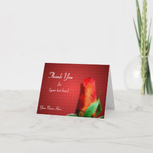 Red Rosebud Flower Nature Thank You Card