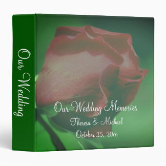 Red Rosebud Flower Personalized Wedding  3 Ring Binder