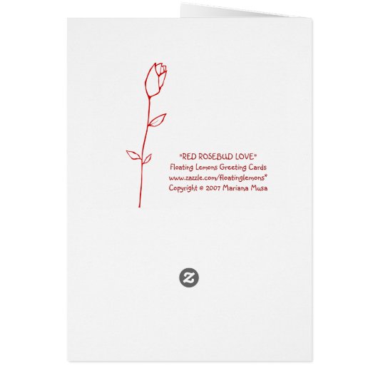 Red Rosebud Love Card (Back)