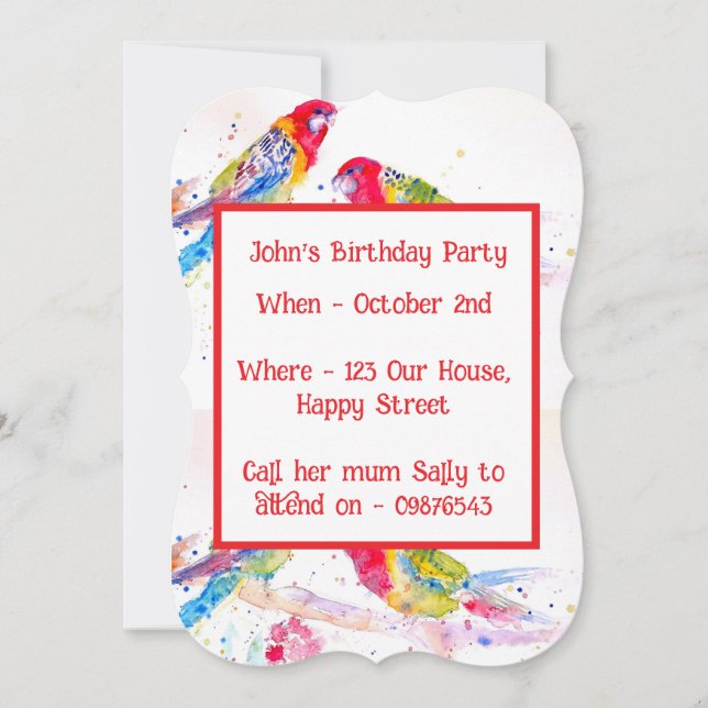 Red Rosella Parrot Boys Birthday Invitation (Front)