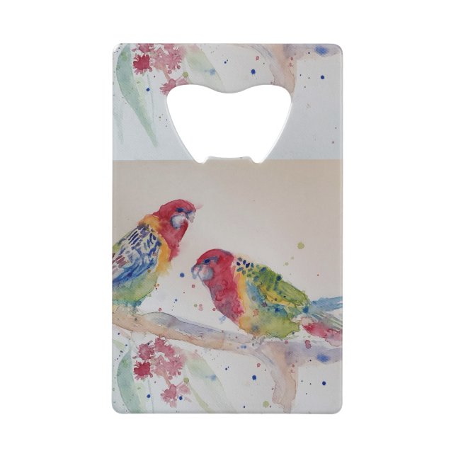 Red Rosella Parrot Watercolour Bottle Opener (Front)