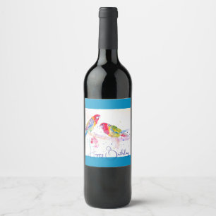 Red Rosella Parrot Watercolour Painting Art Wine Label