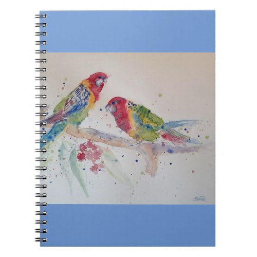 Red Rosella Parrot Watercolour Painting Notebook