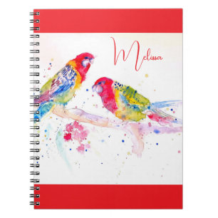 Red Rosella Parrot Watercolour Painting Notebook