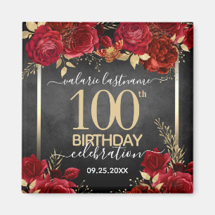 Red Roses 100th Birthday Save the Date Magnet