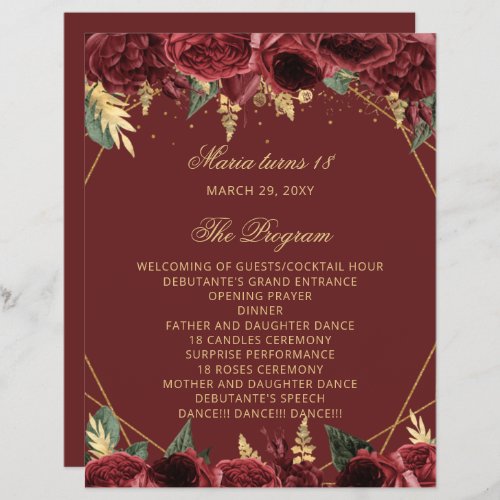 Red Roses 18 Candles and Roses Ceremony Program