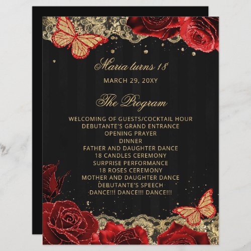 Red Roses 18 Candles and Roses Ceremony Program