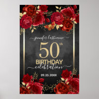 Red roses 50th birthday Large Format
