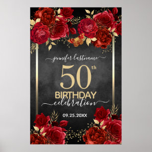 Red roses 50th birthday Large Format Poster