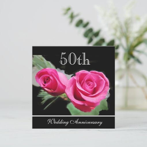 Red Roses 50th Wedding Anniversary Invitation Zazzle
