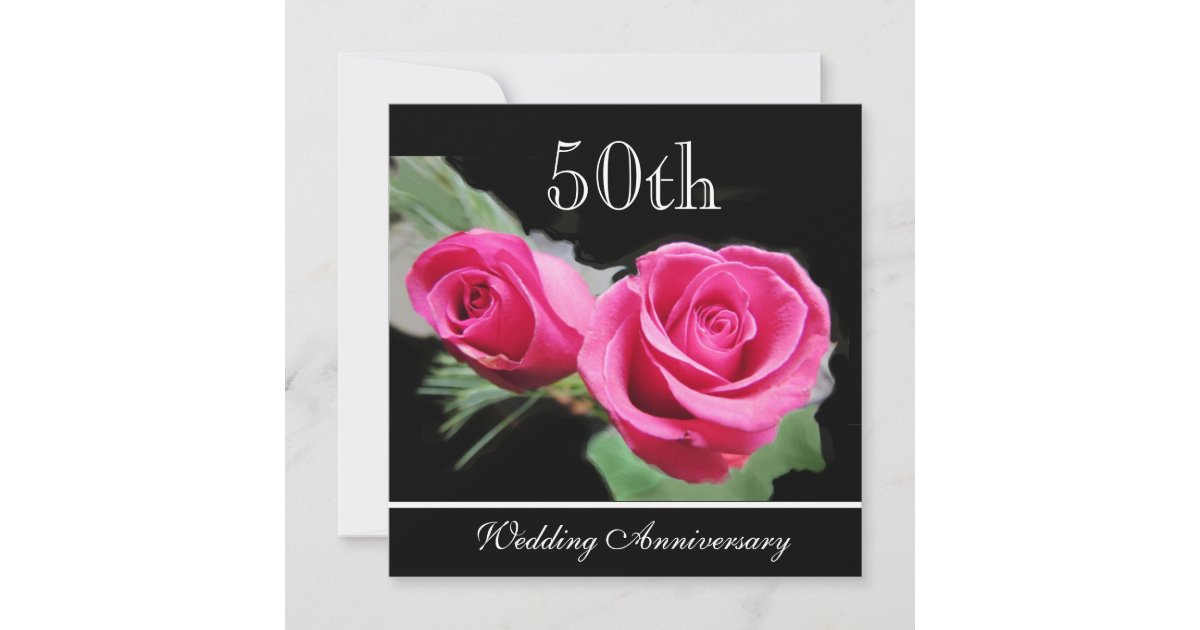 Red Roses 50th Wedding Anniversary Invitation Zazzle
