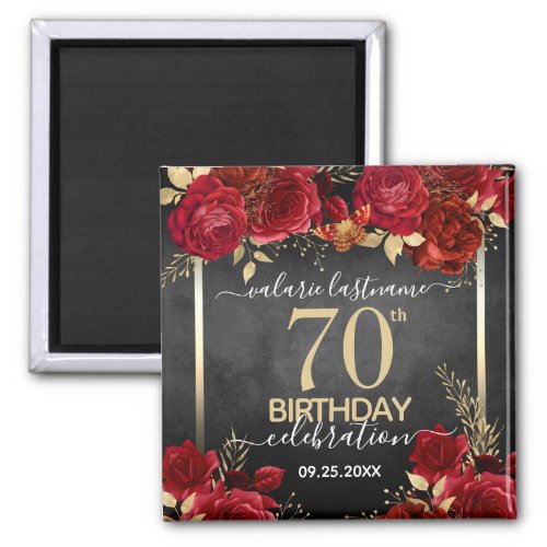 Red Roses 70th Birthday Save the Date Magnet