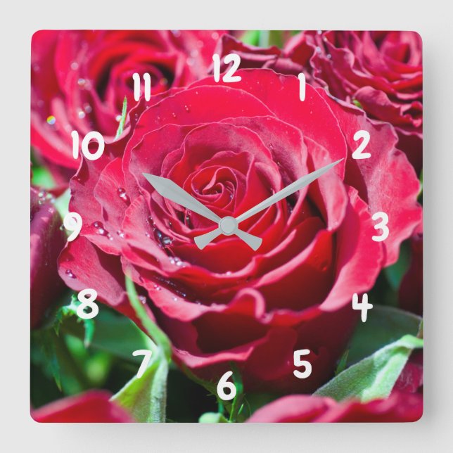 Red Roses Acrylic Wall Clock (Front)