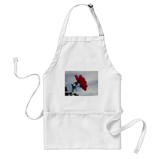 Red Roses Against a Bright Blue Sky Adult Apron (Front)
