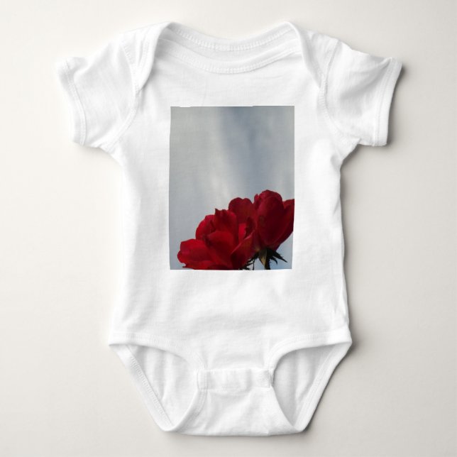 Red Roses Against a Bright Blue Sky Baby Bodysuit (Front)