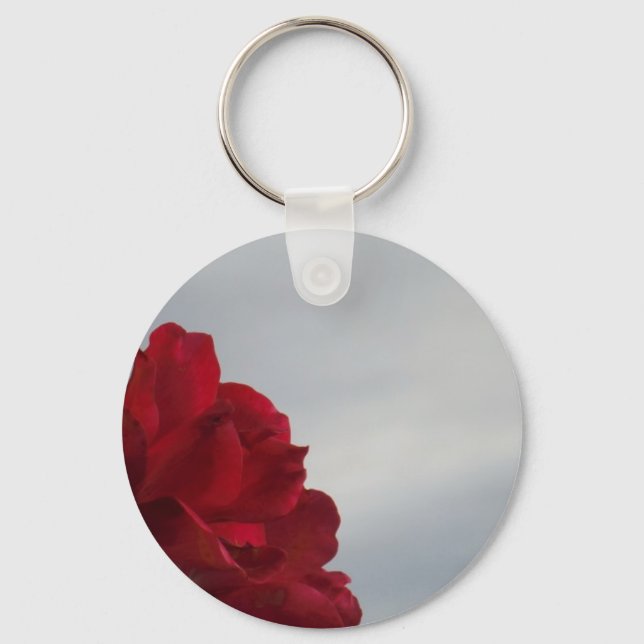 Red Roses Against a Bright Blue Sky Keychain (Front)