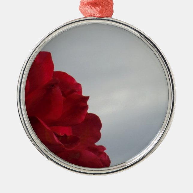 Red Roses Against a Bright Blue Sky Metal Ornament (Front)