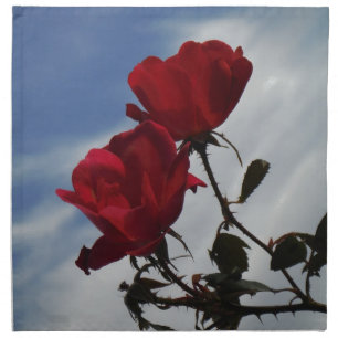 Red Roses Against a Bright Blue Sky Napkin