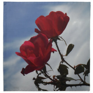 Red Roses Against a Bright Blue Sky Napkin
