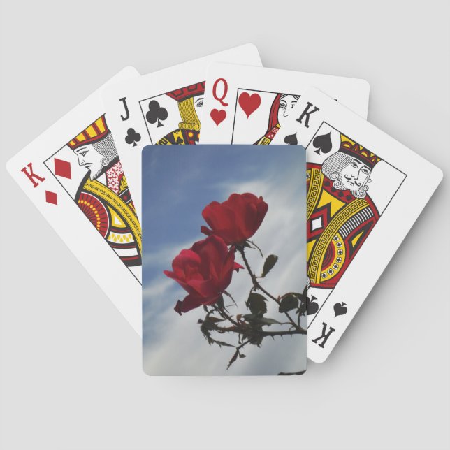 Red Roses Against a Bright Blue Sky Poker Cards (Back)