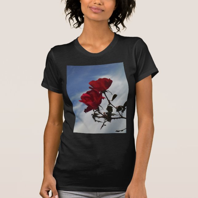 Red Roses Against a Bright Blue Sky T-Shirt (Front)