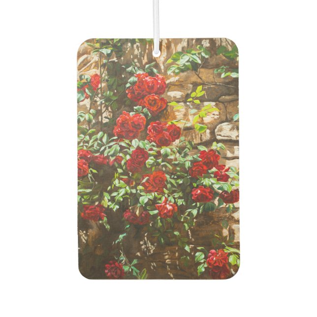 Red Roses Against a Stone Wall Air Freshener (Front)