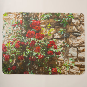 Red Roses Against a Stone Wall Sherpa Blanket
