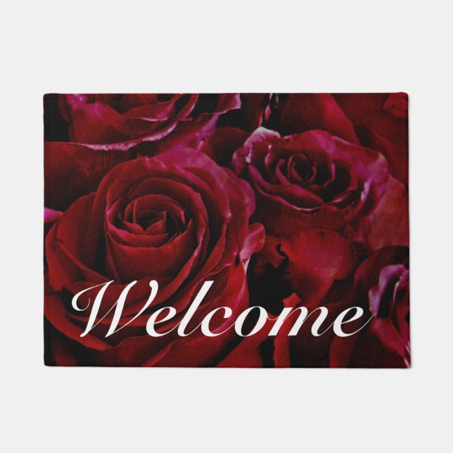 Red roses all around doormat (Front)