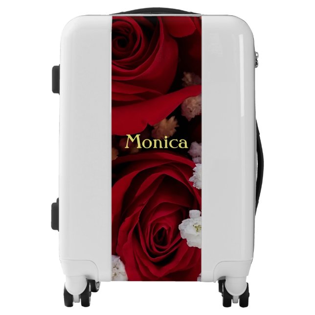 red roses and baby's breath flowers luggage (Front)