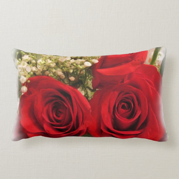 Red Roses and Baby's Breath lumbar pillow