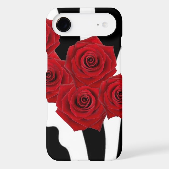 RED ROSES AND BLACK AND WHITE ZEBRA Case-Mate iPhone CASE (Back)