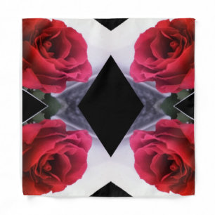Red Roses and  Black Diamonds Furoshiki Gift Wrap Bandana