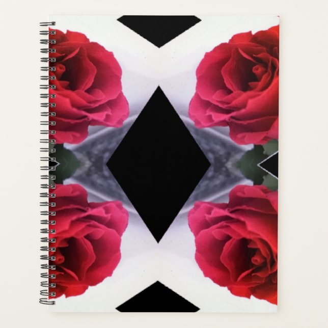 Red  Roses and  Black Diamonds  Geometric  Pattern Planner (Front)