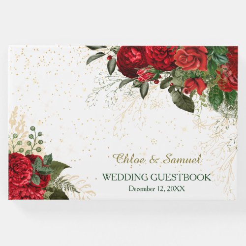 Red Roses and Confetti Wedding Guest Book