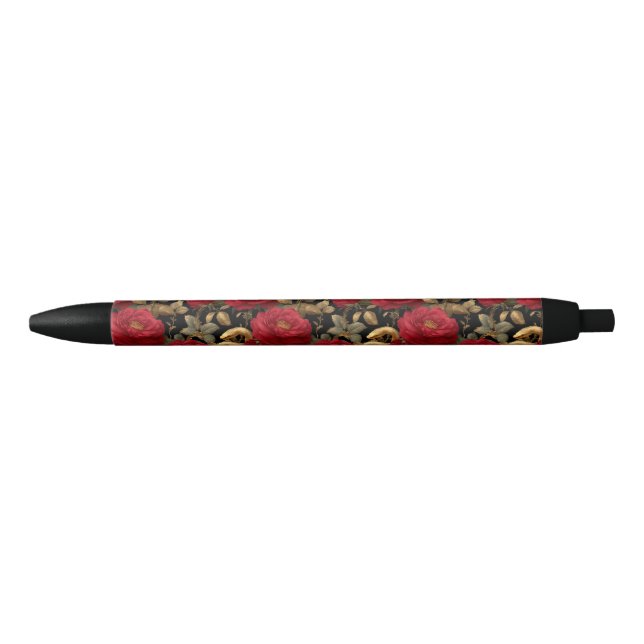 Red Roses and Golden Snakes Pattern Pen (Front)