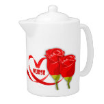Red Roses And Heart Gift Teapot For Nurse at Zazzle