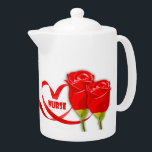 Red Roses and Heart Gift Teapot for Nurse<br><div class="desc">Red Roses and Heart design Nurses Day / Nurses Week / Nurse Graduation / Any Occasion Nurse Appreciation Gift Teapot. Matching cards and gifts available in the Business / Healthcare Category of our store.</div>