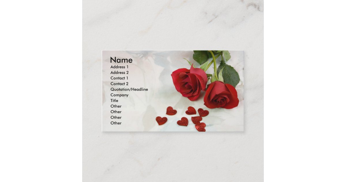 Red Roses And Hearts Profile Cards Zazzle Com