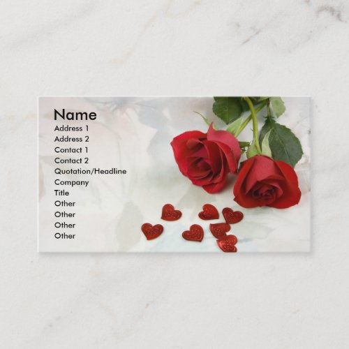 RED ROSES AND HEARTS PROFILE CARDS BUSINESS CARD TEMPLATES