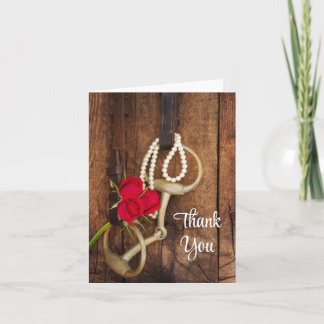 Red Roses and Horse Bit Country Thank You Card
