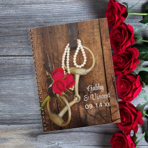 Red Roses and Horse Bit Country Western Wedding Notebook