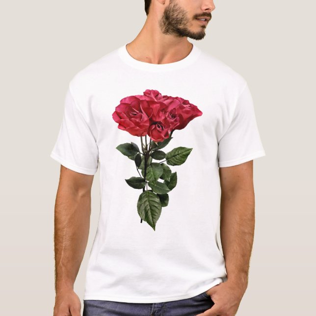 Red Roses and Leaves T-Shirt (Front)