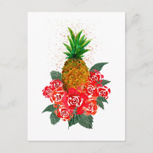 Red Roses and Pineapple Postcard