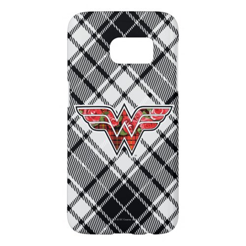 Red Roses and Plaid Wonder Woman Logo Samsung Galaxy S7 Case